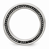 Stainless Steel Wedding Band with Polished Antiqued Finish 9mm